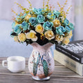 Axyaa Ceramic Vase & Flower Arrangement Set - Home Decor Crafts