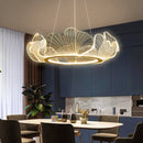 Axyaa Gold Metal Acrylic LED Pendant Chandelier for Modern Living Room