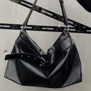 Axyaa Large Capacity Soft Tatami Crossbody Bag, Black Tote Handbag