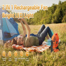 Axyaa Portable Desk Fan with LED Light, Rechargeable & Quiet, Hanging Hook, Battery Operated