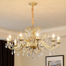 Axyaa Gold Chandelier: Elegant Wrought Iron Crystal Pendant for Living Room, Bedroom, Dining Room