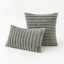 Axyaa Soft Faux Rabbit Fur Striped Throw Pillow Covers - Plush Sofa Cushion Covers