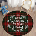 Axyaa Plaid Christmas Round Carpet - Non-Slip Home Decor Foot Mat