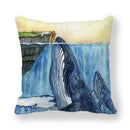 Axyaa Ocean Blue Whale Throw Pillow Cover, 45x45CM, Sea Fish Decor Pillows