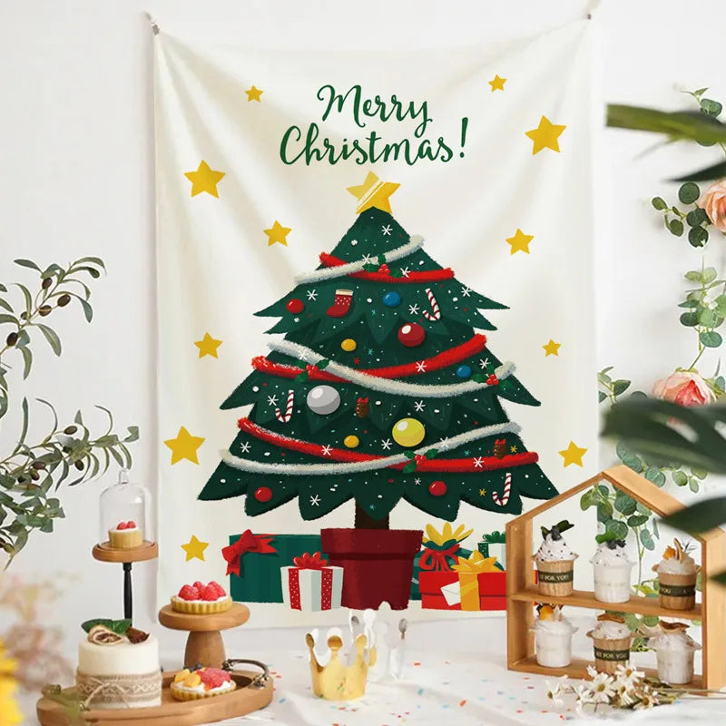 Axyaa Christmas Tree Tapestry Holiday Party Decoration Hanging Cloth Home Décor