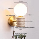 Axyaa Japanese Style LED Wall Lamp Pull Chain Yellow Travertine Glass Mirror Light