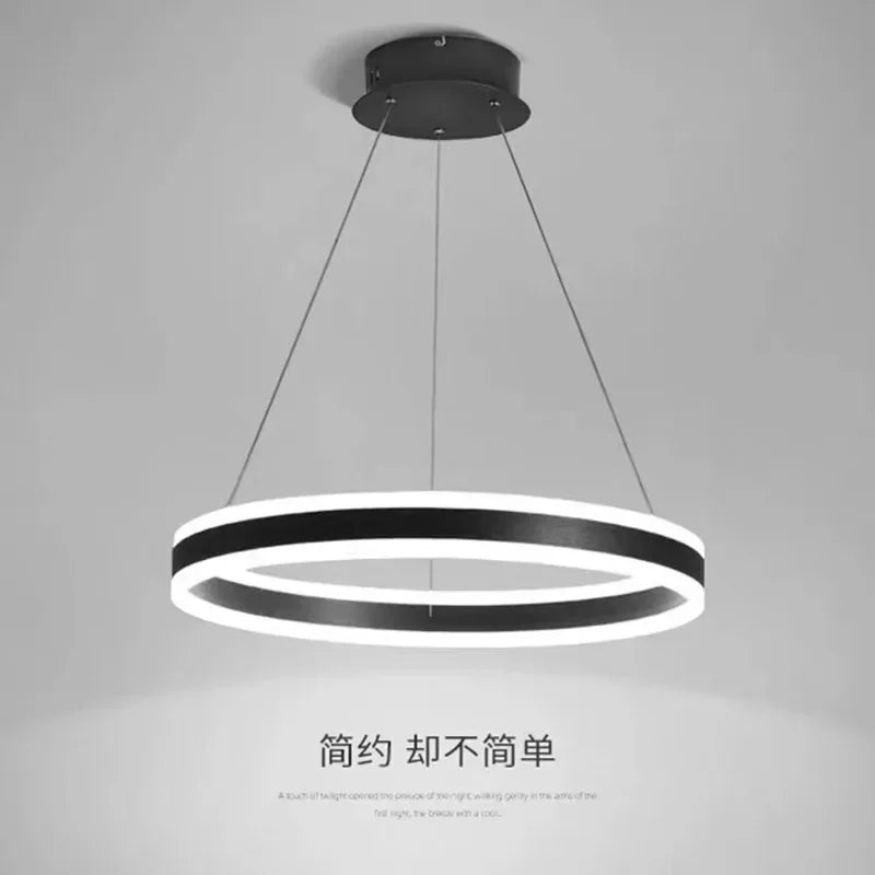 Axyaa Nordic Ring LED Chandelier for Dining Living Room Kitchen Island Pendant Lamp