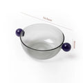 Axyaa Two Tone Glass Bowl with Ball Handles - Solid Color Glass Bowl