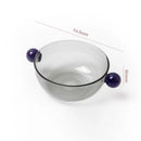 Axyaa Two Tone Glass Bowl with Ball Handles - Solid Color Glass Bowl
