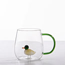 Axyaa 3D Cartoon Animal Glass Cup - Cute Single Layer Cup for Water, Coffee, Juice