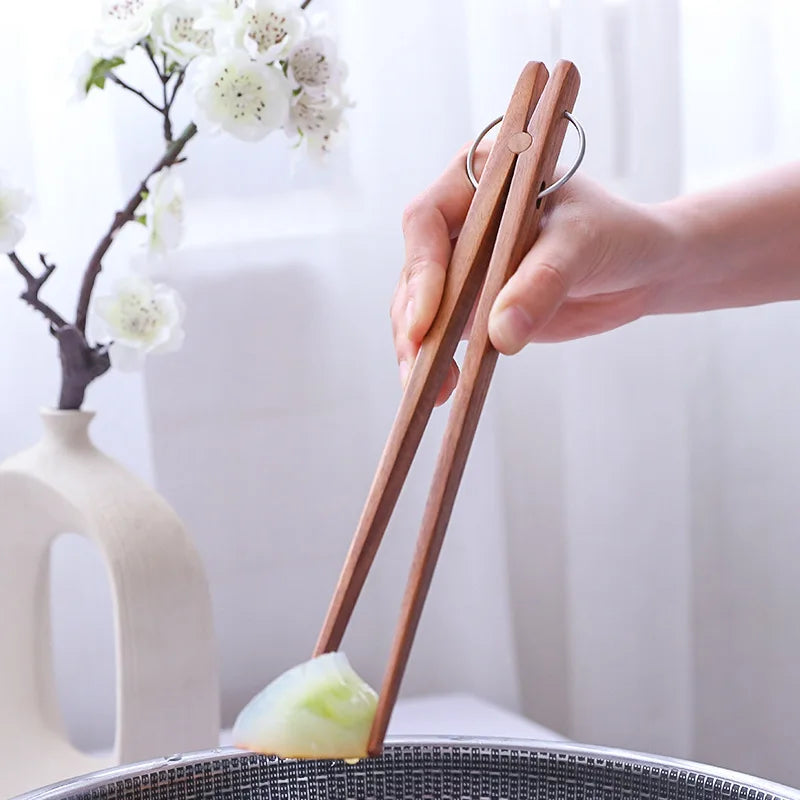 Wooden Food Tongs Steak BBQ Bread Clips Kitchenware by Axyaa