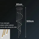 Axyaa Crystal Stair Chandelier - Modern LED Ceiling Light for Living Room