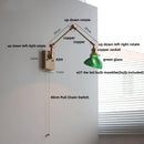 Axyaa Brass Swing Arms LED Wall Light Fixture Glass Stair Lamp
