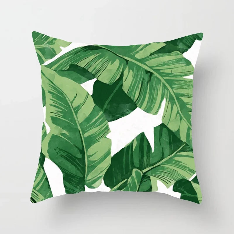Axyaa Tropical Leaf Cactus Monstera Cushion Cover 45*45cm - Decorative Pillowcase