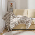 Axyaa Yellow Striped Throw Blanket with Fringe - Soft Multi Color Accent for Home & Travel