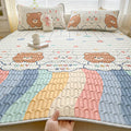 Axyaa Natural Latex Summer Mat Set with Silk Thicken Bed Pad, Pillowcase & Ice Silk Sheet