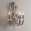 Axyaa French Retro Iron Crystal Wall Lamp with 3 Heads for Rural Living Spaces
