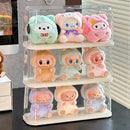 Axyaa Acrylic Figure Display Stand Transparent Box for Labubu Plush Toys Display