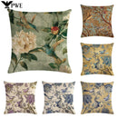 Axyaa Country Flower Bird Series Linen Pillowcase 45*45cm