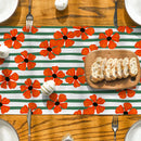 Axyaa Bamboo Lines Table Runner - Kitchen Dining Holiday Decor Flower Turtle Back