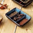 Axyaa Ceramic Seasoning Set - Three Grid Plate with Dipping Dishes