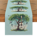 Axyaa Watercolor Birds Tree Guitar Table Runner Kitchen Dining Decor