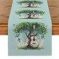 Axyaa Watercolor Birds Tree Guitar Table Runner Kitchen Dining Decor