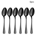 Axyaa 24-piece Stainless Steel Black Tableware Set - Knife, Fork, Spoon
