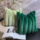 Axyaa Faux Fur Pillow Cover Solid Striped Soft Warm Reversible Beige Cream Green Black