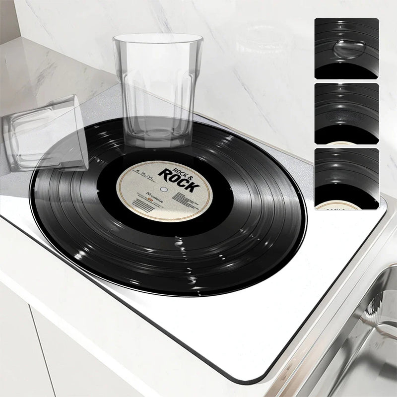 Axyaa Black Drying Mat: Non-Slip Absorbent Kitchen Counter Mat for Tableware