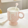 Axyaa Ceramic Ice Cream Coffee Cup with Spoon, High Beauty Milk Cup