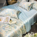 Axyaa Floral Silk Bedding Set Duvet Cover Sheet Pillowcase Luxury Soft Bedsheet