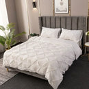 Axyaa 3D Pinch Pleated Duvet Cover Set 240x220 Solid King Queen Size Bedding Pillowcases