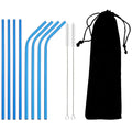 Axyaa Stainless Steel Straws Set with Cleaning Brush - Colorful, Reusable Metal Straws