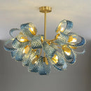 Axyaa Blue Glass Luxury LED Pendant Chandelier for Home Decor Lighting