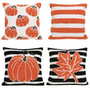 Axyaa Geometric Pumpkin Embroidered Throw Pillowcase in Orange