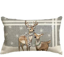 Axyaa Christmas Reindeer Pillowcase 30x50cm Gray Stripe Winter Holiday Couch Decor