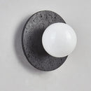 Axyaa Stone LED Wall Lamp with Pull Chain Switch - Black Travertine Wabi Sabi