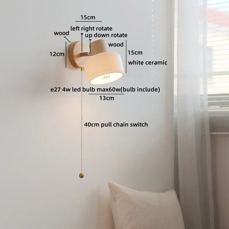 Axyaa Nordic LED Wall Sconce, Rotating White Ceramic Light for Home Decor