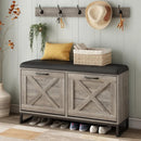 Axyaa Entryway Shoe Cabinet with Flip Drawers, Coat Rack & Storage Bench