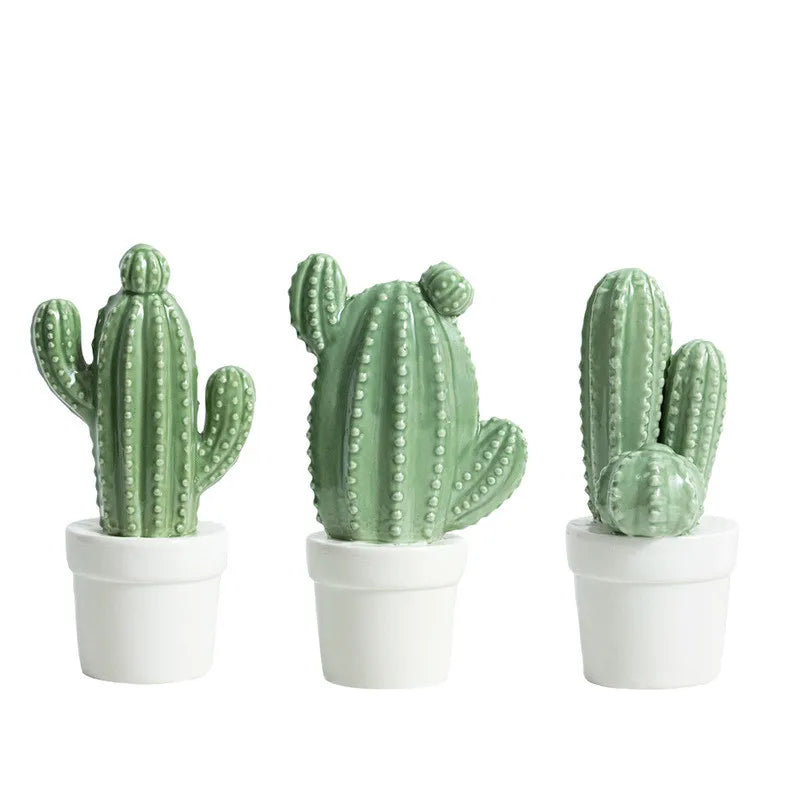 Axya Ceramic Cactus Ornaments: Modern Nordic Decor for Home, Garden, and Fashion