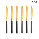 Axyaa Gold Stainless Steel Cutlery Set - 24pc Family Western Dining Gift Set