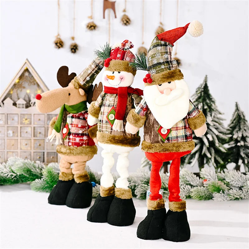 Axyaa Christmas Doll Ornaments Santa Snowman Elk Flexible Decor Xmas Gift
