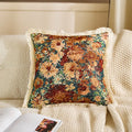 Axyaa Floral Cotton Linen Throw Pillowcase - 45x45 Jacquard Cushion Cover