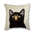 Black Cat & Butterfly Print Linen Cushion Cover by Axyaa - 45x45CM