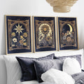 Retro Tarot Cards Sun Moon Stars Wall Art Canvas Axyaa Set