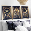 Retro Tarot Cards Sun Moon Stars Wall Art Canvas Axyaa Set