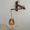 Axyaa Antique Brass Wall Lamp with Amber Glass Shade for Home Decor