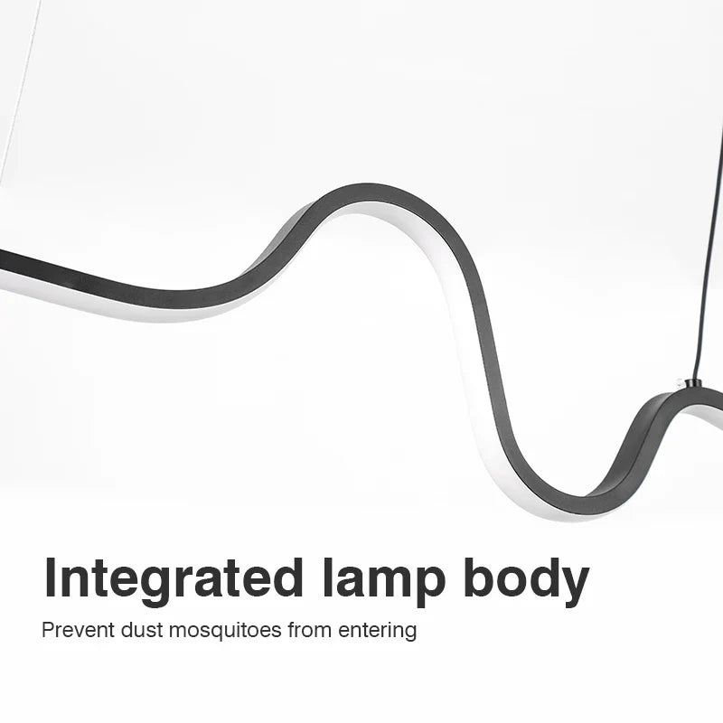 Axyaa Linear LED Pendant Light: Nordic Luxury Chandelier for Restaurant, Kitchen, Office.
