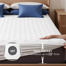 Axyaa Quilted Waterproof Mattress Protector, Soft Jacquard Fitted Bed Cover